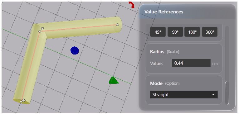 The same curve in Straight mode