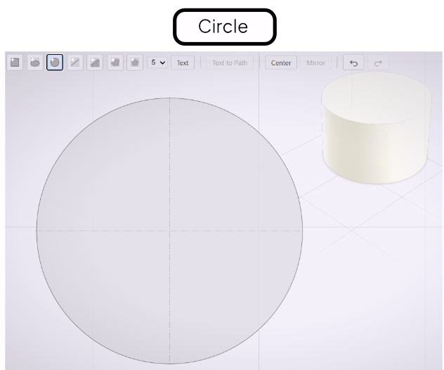 The Circle tool with centerline annotations