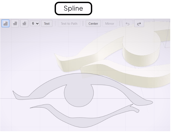 The Spline tool drawing a free-form path
