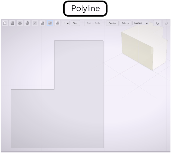 The Polyline tool creating a closed polygon
