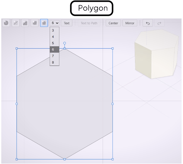 The Polygon tool drawing a hexagon