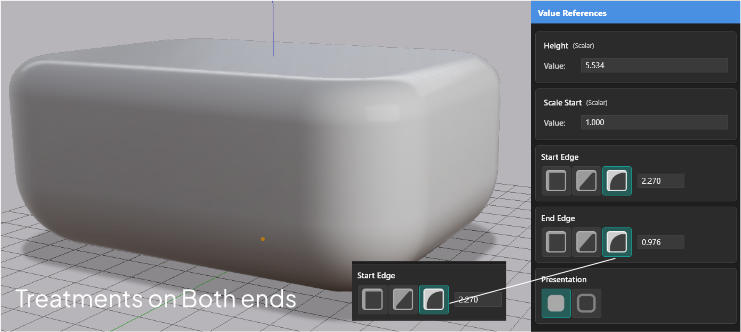 Different treatments on start and end edges