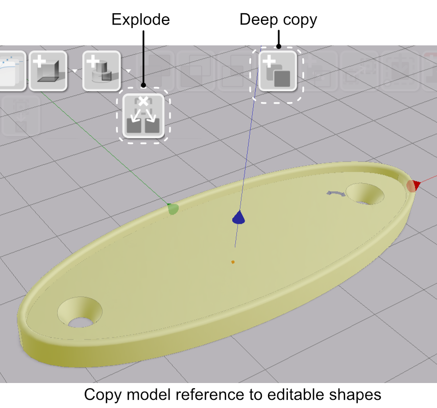Converting a model reference into local editable shapes