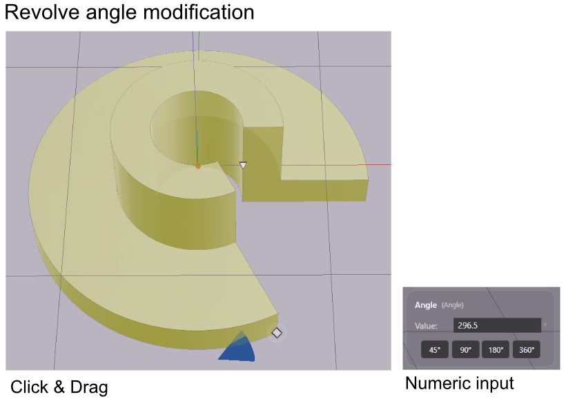 The diamond widget on the revolve for adjusting angle