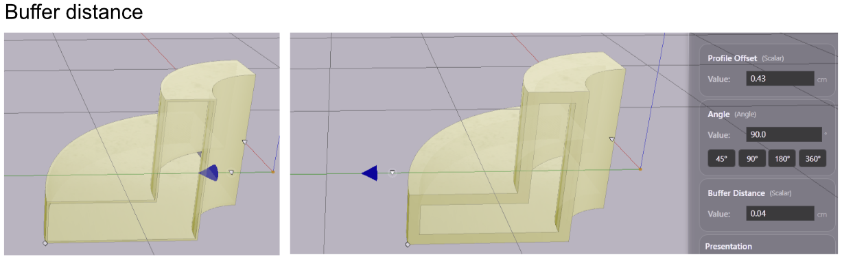 Buffer distance controlling shell thickness