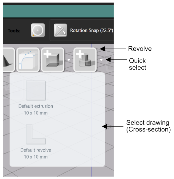 The revolve shape and its Value References panel