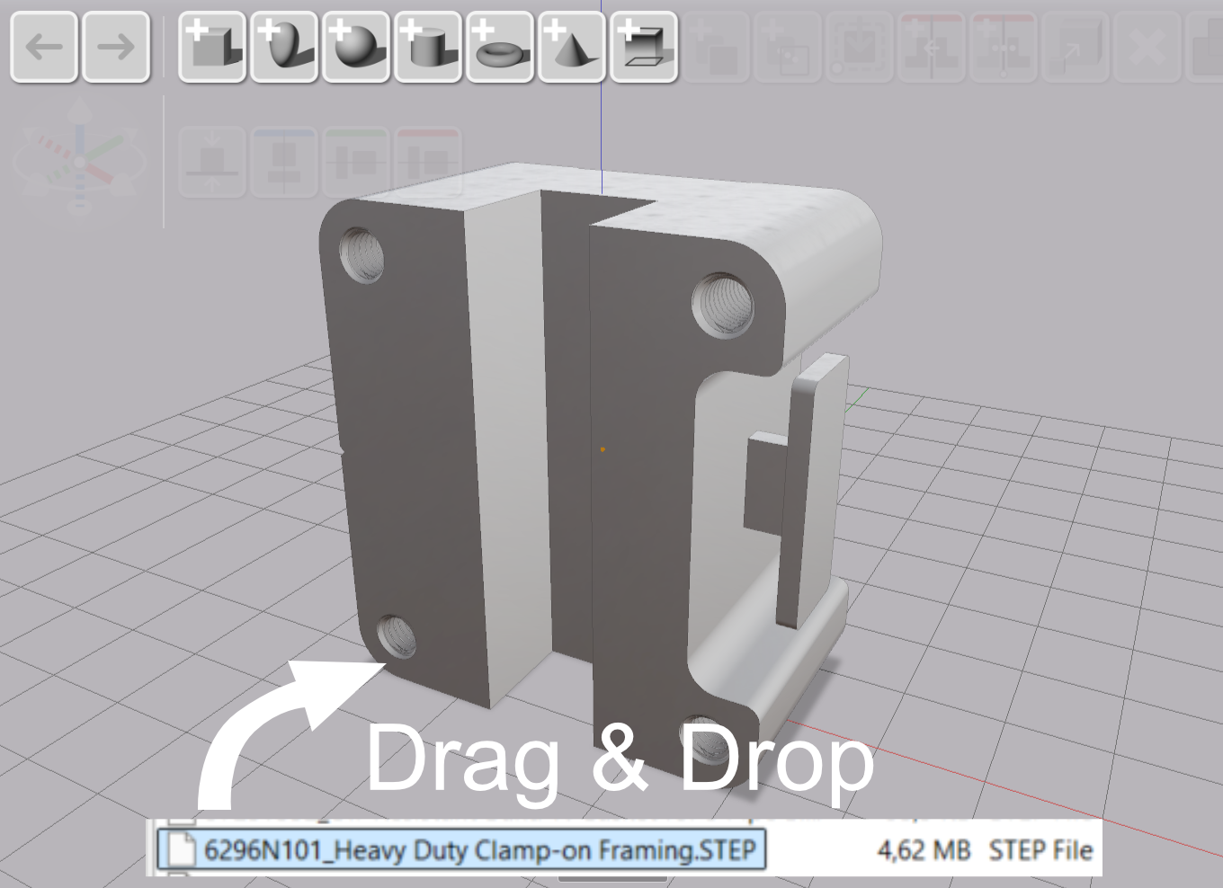 A STEP file imported into AdaShape as mesh geometry