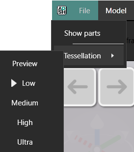 The Tessellation submenu in the Model menu